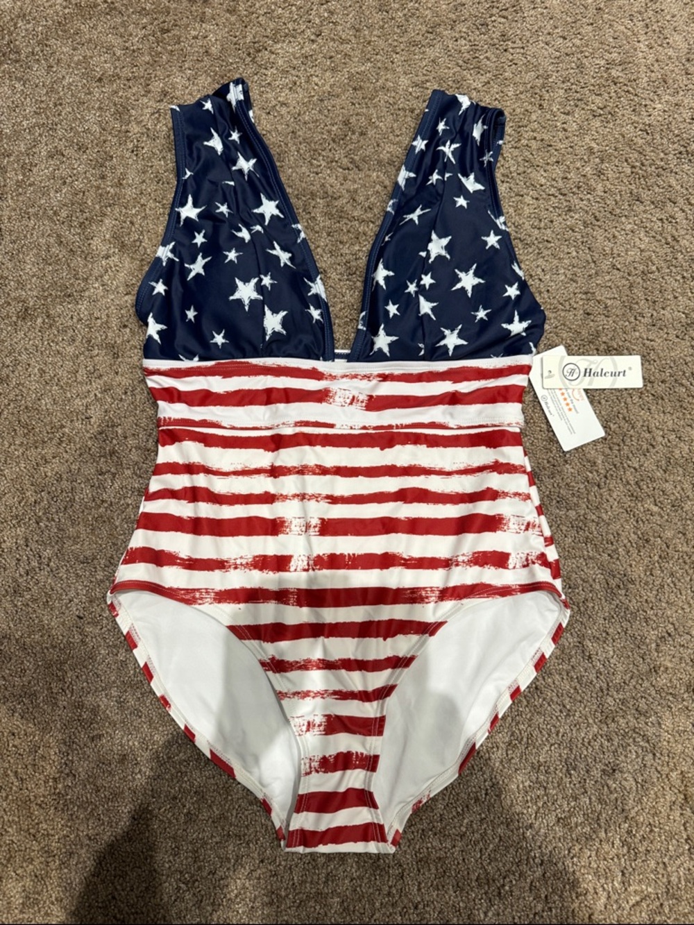 Halcurt Women's Americana One-Piece Swimsuit - Red & Blue Stars & Stripes